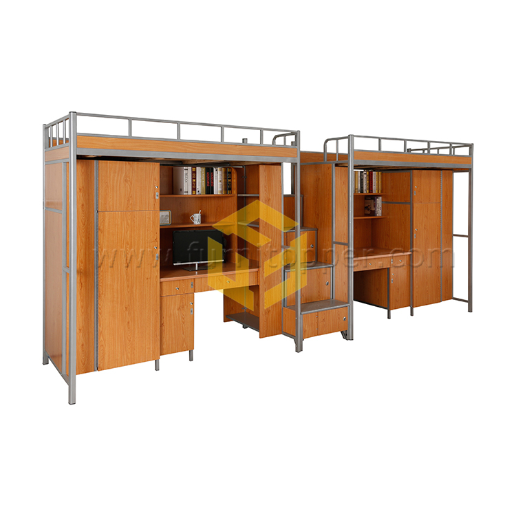 钢管框架双层床与木柜